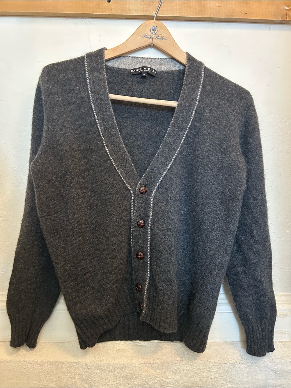 Daniele Blasi Charcoal Gray V-Neck Button Front Cardigan